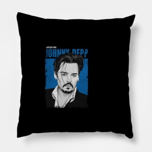 Justice for Johnny Depp Poster Blue Pillow