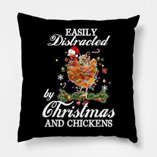 Christmas And Chickens Pillow