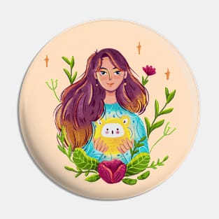 Girl & Creature Pin