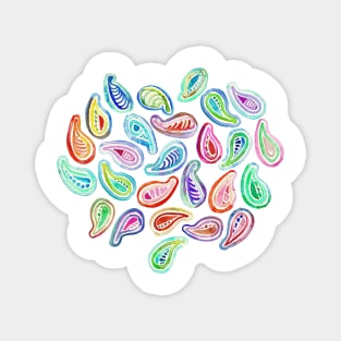 Simple Hand Painted Watercolor Paisley Pattern Magnet