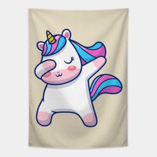 Cute Unicorn dabbing Cartoon Tapestry