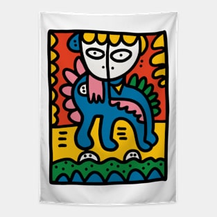 Colorful Graffiti Creature Tapestry