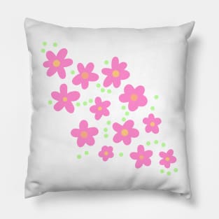 Whimsical Pink Flowers Pillow