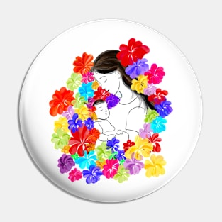 Blossoming Bonds: A Vibrant Celebration of Motherhood and Babyhood Amidst Colorful Florals Pin