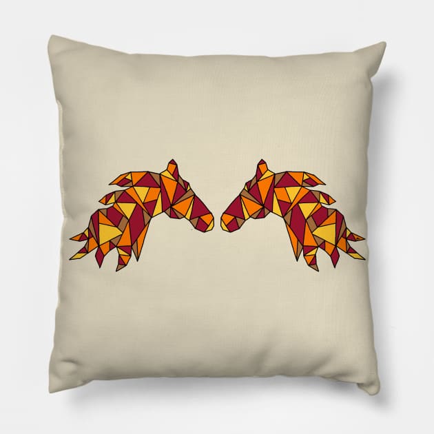 Geometric Horses Pillow by HLeslie Design