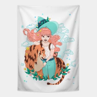 The witch and her pet tiger Tapestry