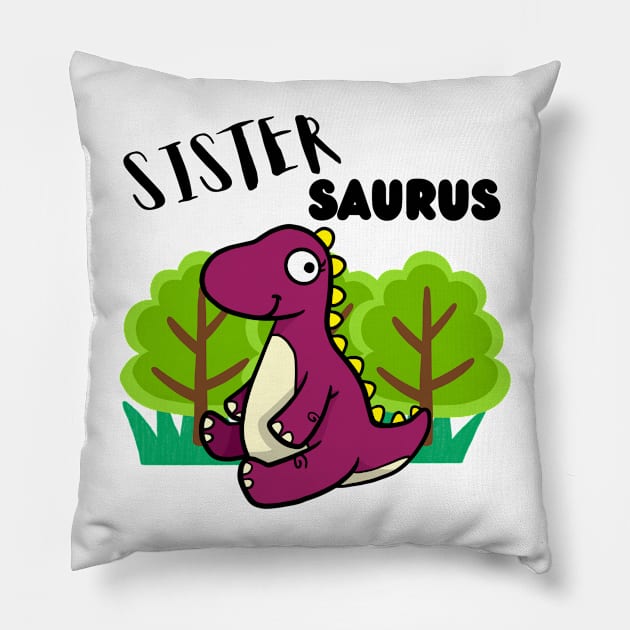 Sistersaurus - a family of dinosaurs Pillow by Pet Station