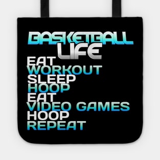 Eat Sleep Hoop Repeat - Basketball Graphic Typographic Design - Baller Fans Sports Lovers - Holiday Gift Ideas Tote