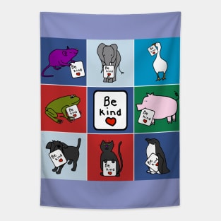 Cute Animals Express Kindness Tapestry