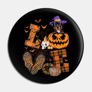 Funny Rottweiler Dog Lover Gift Rottweiler Halloween Pumpkin Pin