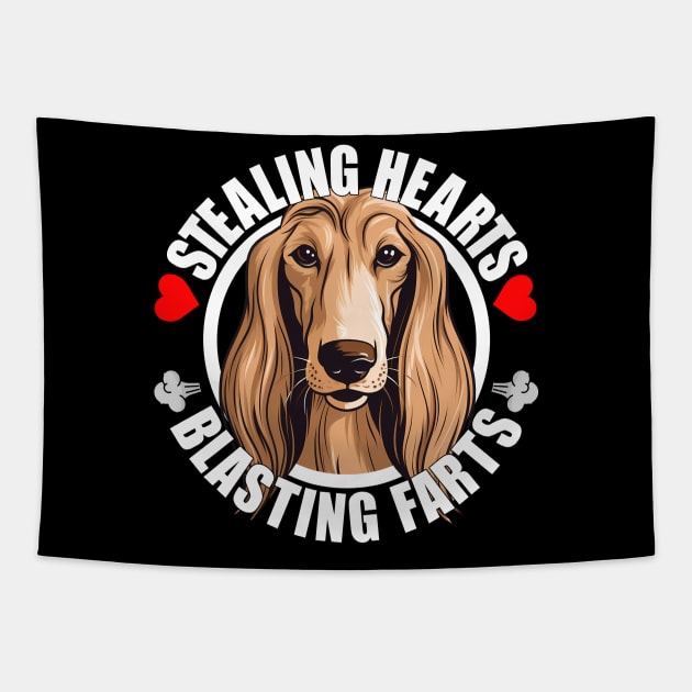 Funny Afghan Hound Stealing Hearts Blasting Farts Dog Cute Puppy Tapestry by Sports Stars ⭐⭐⭐⭐⭐