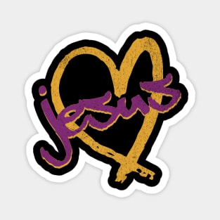 I Love Jesus Vintage 80's & 90's Purple and Yellow Magnet