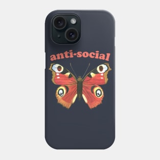 Anti-social butterfly (red text) - introverts unite (in their own homes) Phone Case