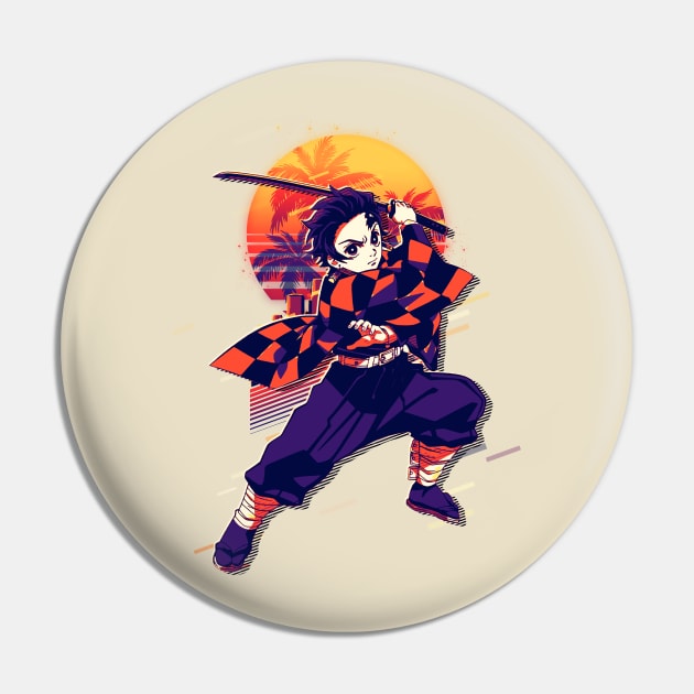 Tanjiro Kamado Retro Art Pin by SiksisArt