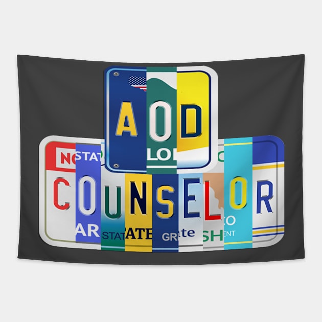 AOD Counselor Fun License Plate Gifts Tapestry by StudioElla