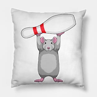 Mouse at Bowling with Bowling pin Pillow