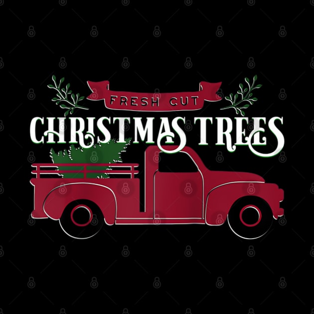 Fresh Cut Christmas Trees - Vintage Pick up truck - Raglan Baseball by Origami Fashion