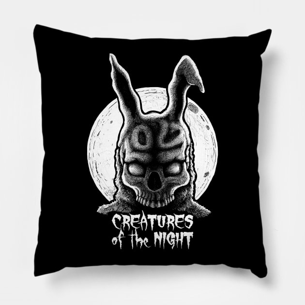 Creatures of the night - Bunny Frank Pillow by grimsoulart