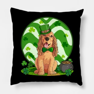 English Cocker Spaniel Dog St Patricks Day Leprechaun Pillow