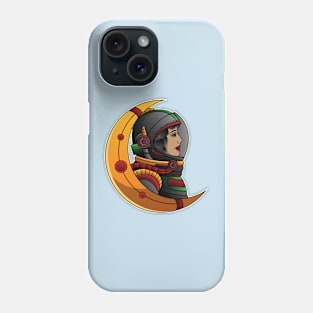 astronaut female traditional moon Phone Case