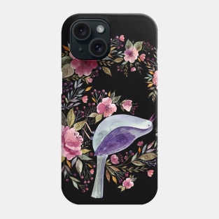 Watercolor bird and flowers Phone Case