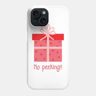 Christmas red Present Gift Box with pink Ribbon - No Peeking! Phone Case