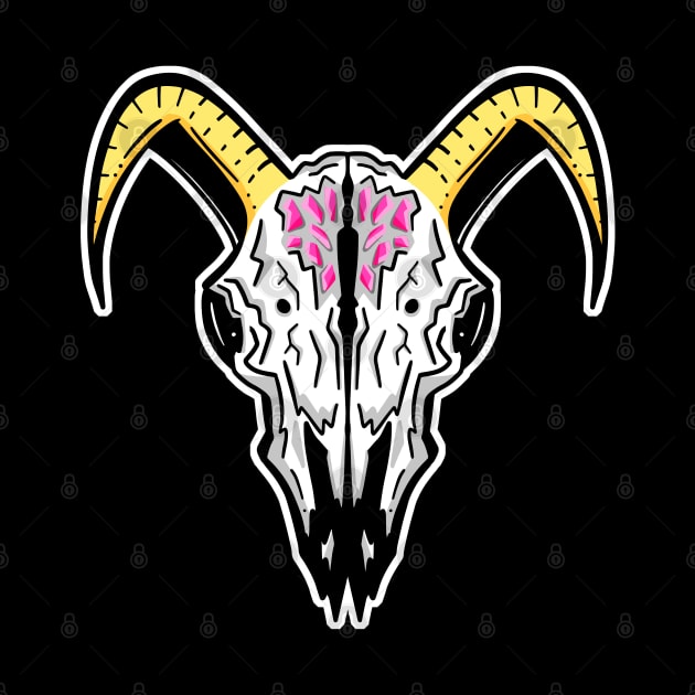 Rams Skull Illustration Mascot Pink Jewel Logo by Squeeb Creative