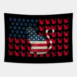 American Flag Cat 4th Of July Gift Tapestry