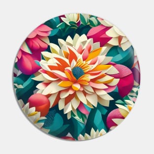 Colorful Dahlias Abstract Artwork Pin