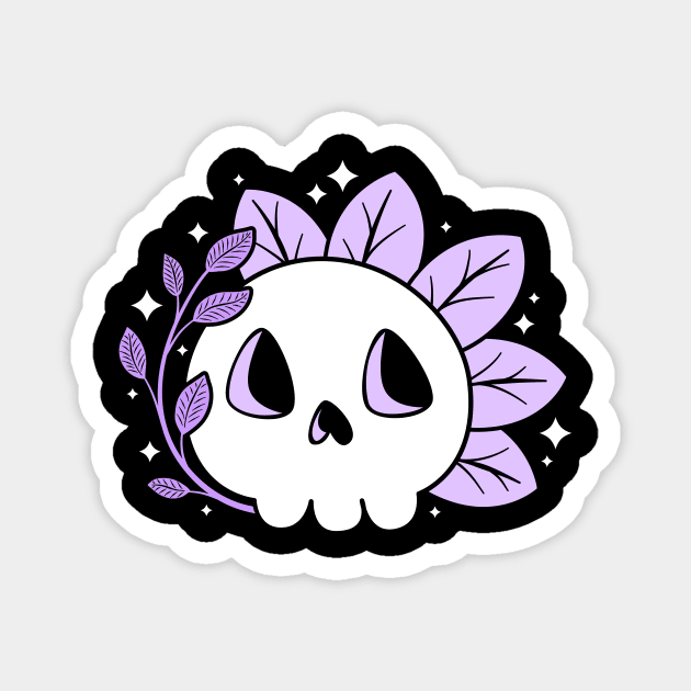 Leafy Skull (Purple) Magnet by Kimberly Sterling