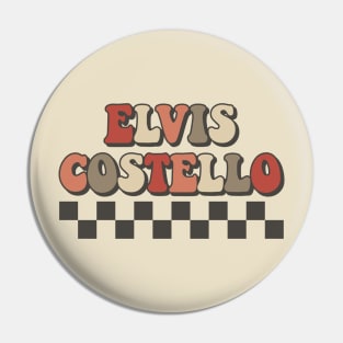 Elvis Costello Checkered Retro Groovy Style Pin