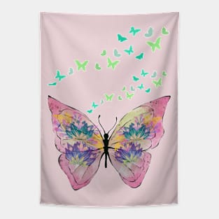 Beautiful butterflies with Batik flower pattern wing Tapestry