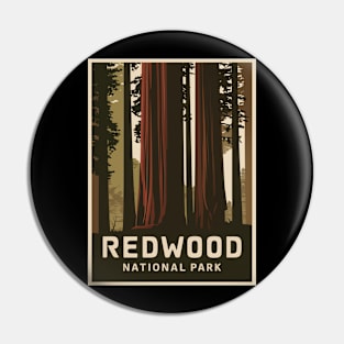 Redwood National Park Vintage Travel Poster Pin