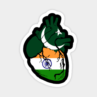 Pakistan and India flag heart Magnet