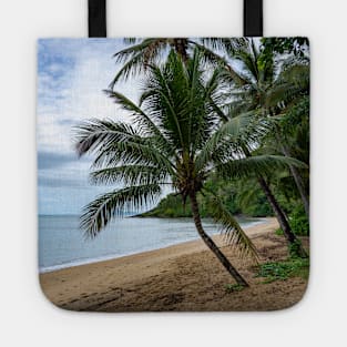 Serene Paradise: Palm Trees on Cairns Beach Tote