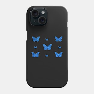 Blue Faux Glitter Butterflies Phone Case