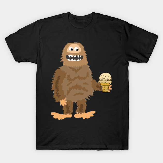 Funny Bigfoot or Sasquatch eating Ice Cream Cone - Bigfoot - T-Shirt