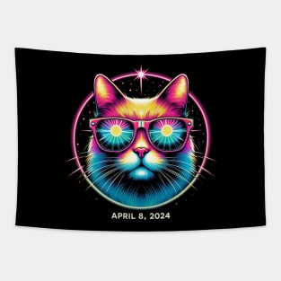 Total Solar Eclipse April 08 2024 Funny Cat Solar Eclipse Tapestry