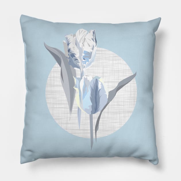 white blue gray parrot tulip Pillow by kobyakov