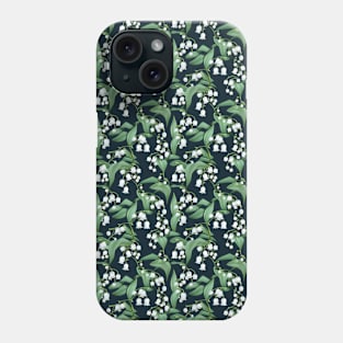 Illustrated Lily of The Valley - White, Blue and Green Floral Pattern Phone Case