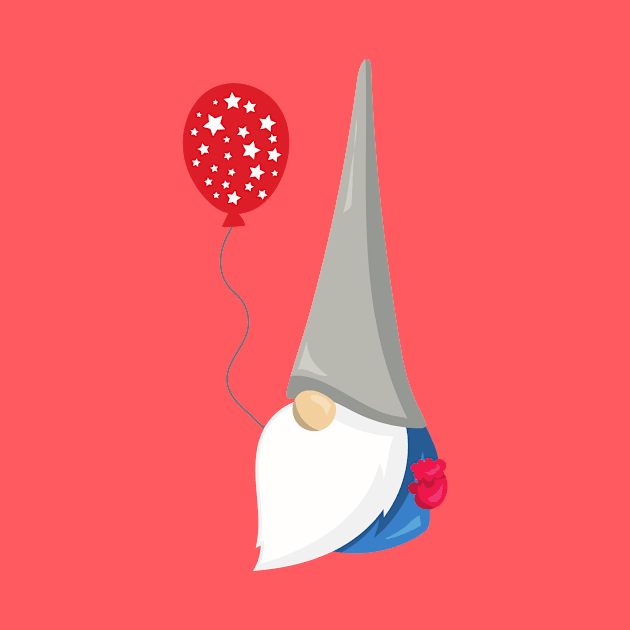 Fourth Of July, Independence Day, Cute Gnome by Jelena Dunčević