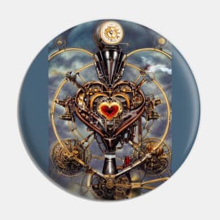 Steampunk mechanical heart Pin