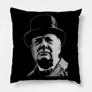 Winston Churchill Black and White Pillow