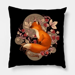 Fox Autumn Fall Leaves Floral Strawberries Pillow