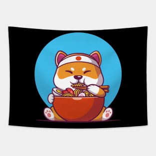 shiba inu eating ramen Tapestry