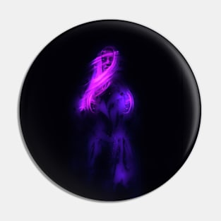 Beautiful girl, like in dream. Beautiful tufts of hair. Blue, violet, glow. Dark. Pin