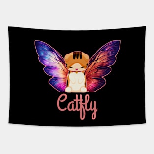 Catfly, cat with butterfly wing Tapestry