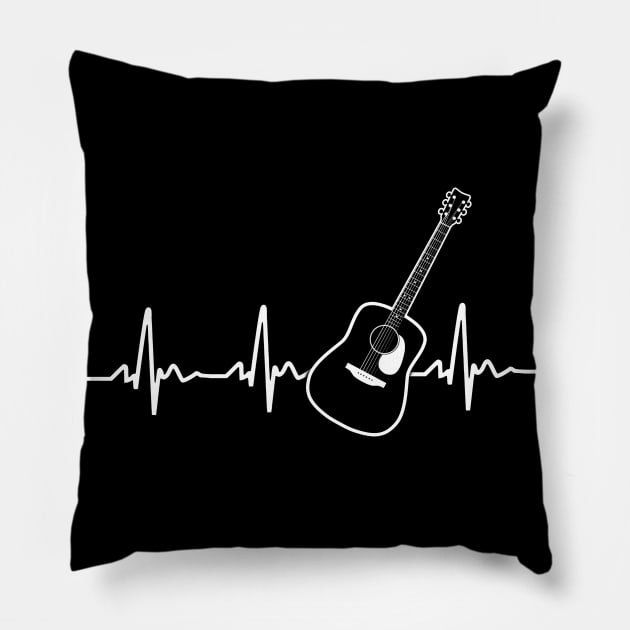 Acoustic guitar heartbeat - perfect gift idea for guitar players, lovers, best gift for birthday, christmas or any occasion, best guitar gift for men, women, kids, boys, girls, father, mother,, Pillow by Fanboy04