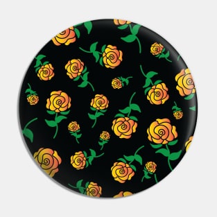 Orange Yellow Gradient Hand Drawn Roses Pattern Pin