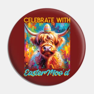 Easter Highland Cow Pin
